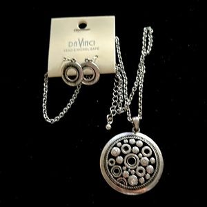 Da Vinci Circles Necklace and Earring Set Silver